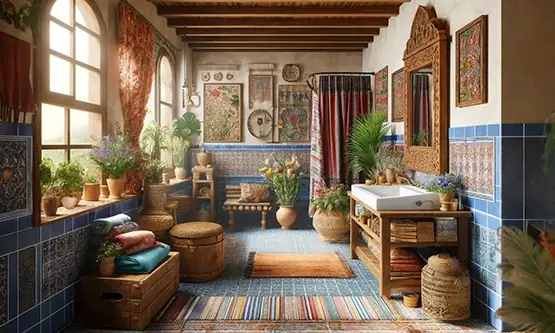 prirodni materijali u uredjenju boho kupatila